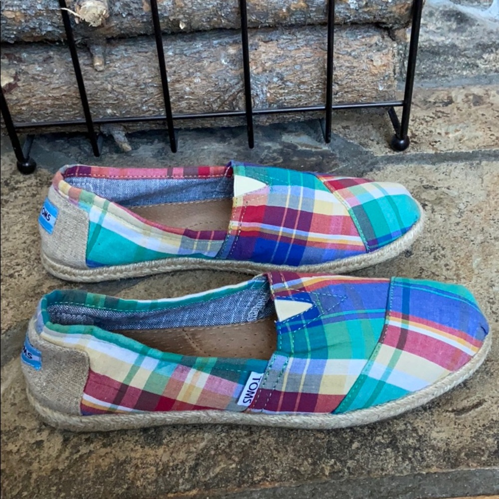 Toms Multi Colored Plaid Loafers